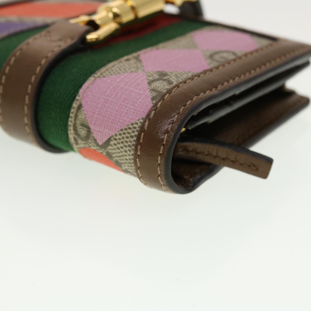 GUCCI GG Canvas Jackie Web Sherry Line Wallet PVC Beige 645536 Auth 45099