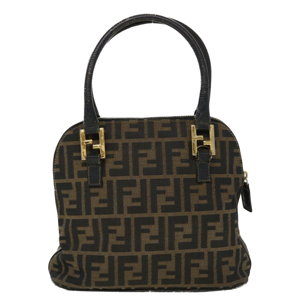 FENDI Zucca Canvas Hand Bag Black Brown Auth 45101 - 0