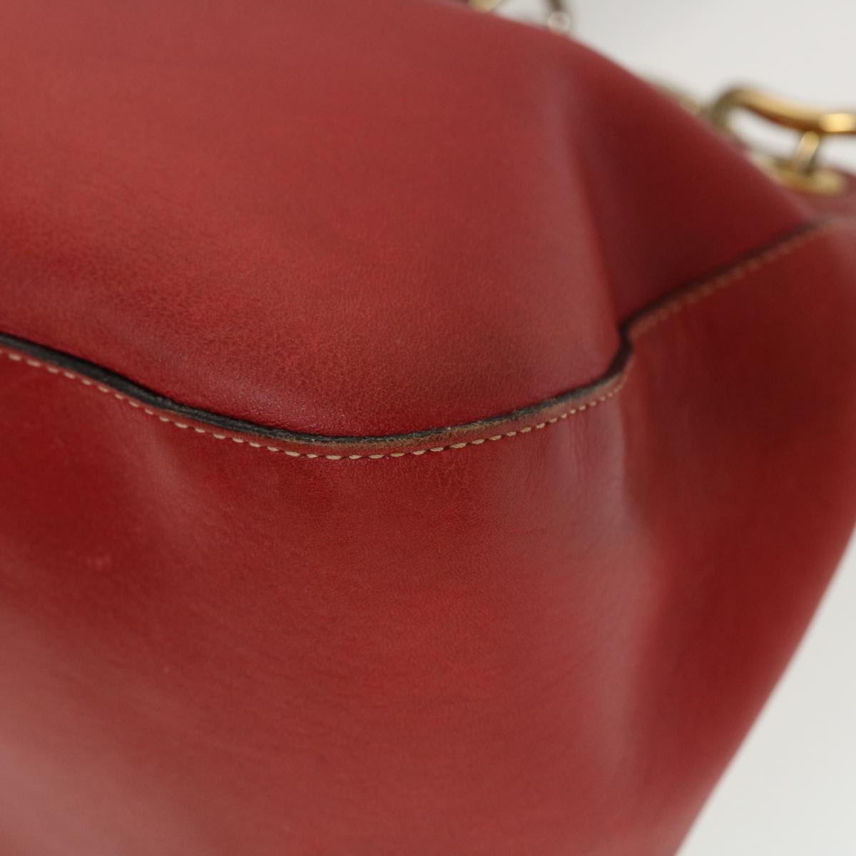 PRADA Shoulder Bag Leather Red Auth 45186