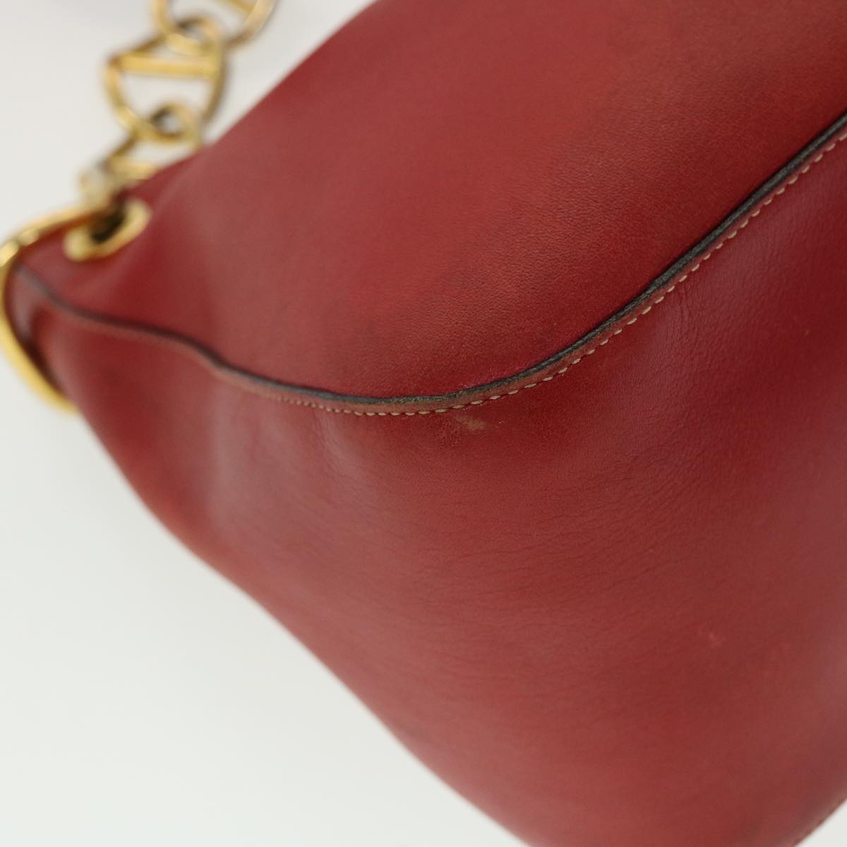 PRADA Shoulder Bag Leather Red Auth 45186