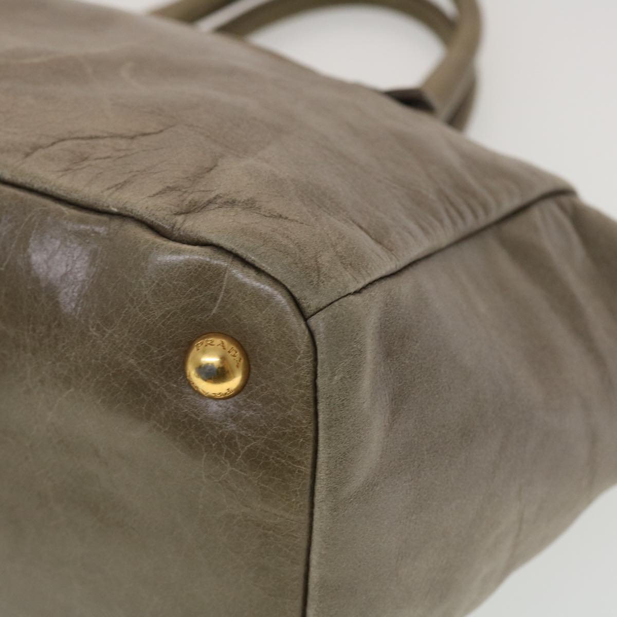 PRADA Hand Bag Leather 2way Gray Auth 45192
