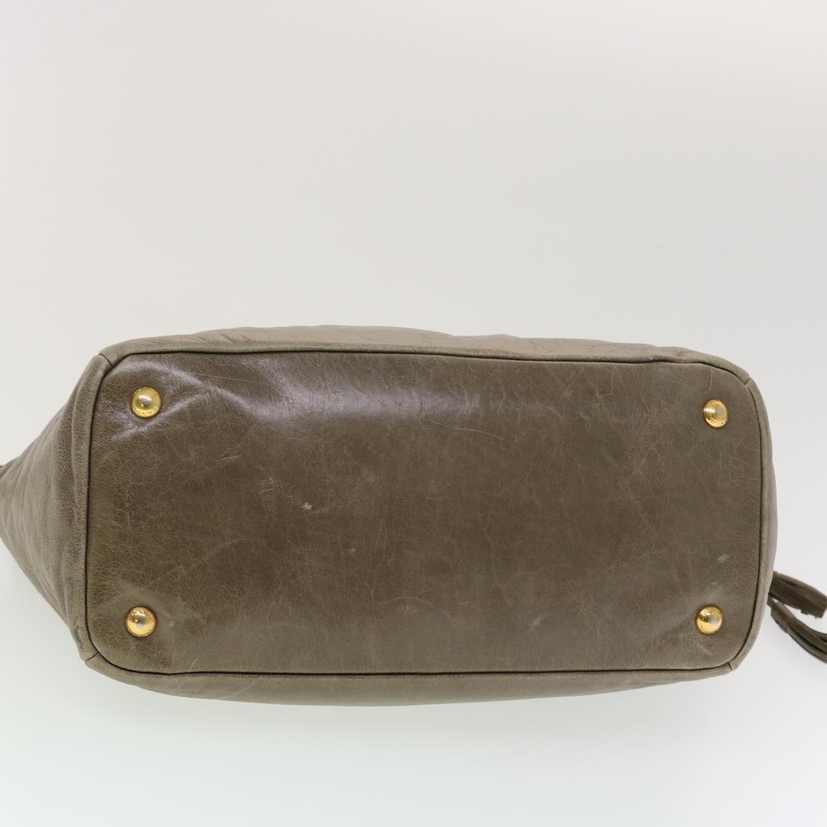 PRADA Hand Bag Leather 2way Gray Auth 45192