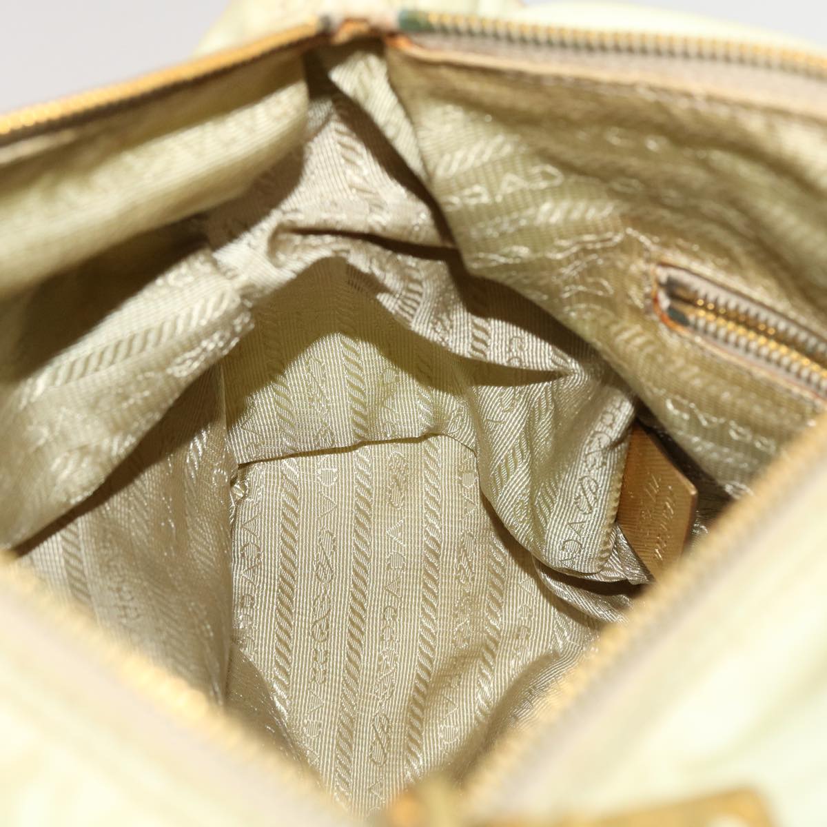 PRADA Shoulder Bag Nylon Leather Ivory Auth 45288