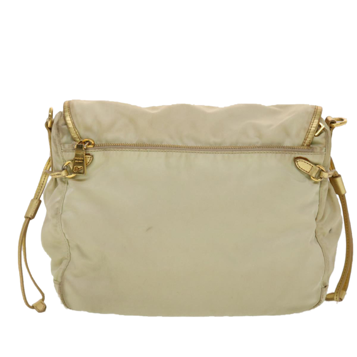 PRADA Shoulder Bag Nylon Leather Ivory Auth 45288 - 0