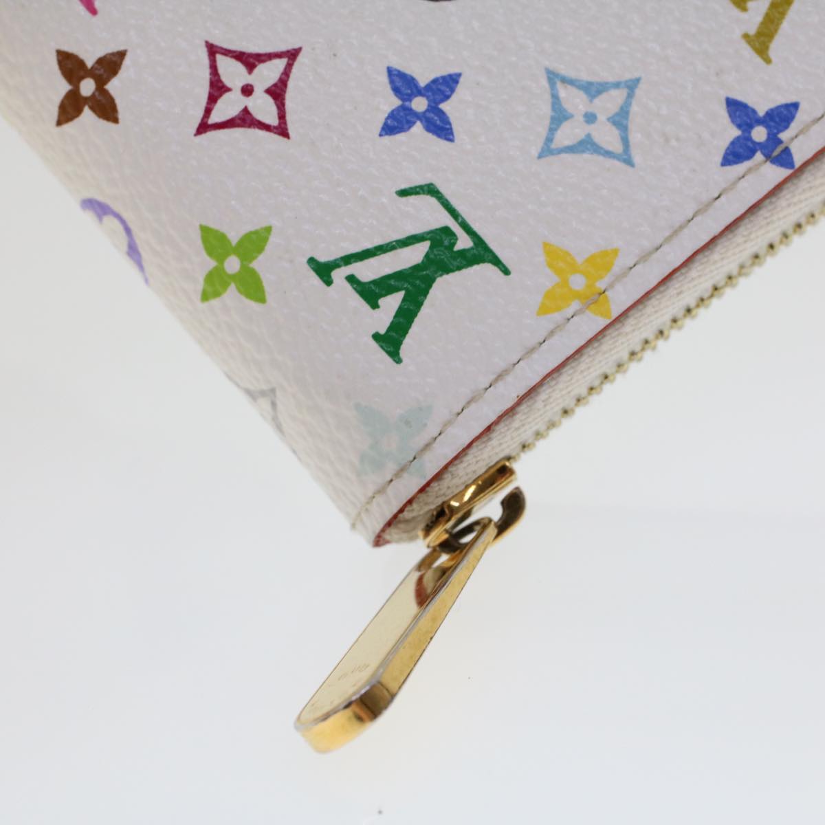 LOUIS VUITTON Monogram Multicolor Zippy Coin Purse Wallet White M66548 LV 45379