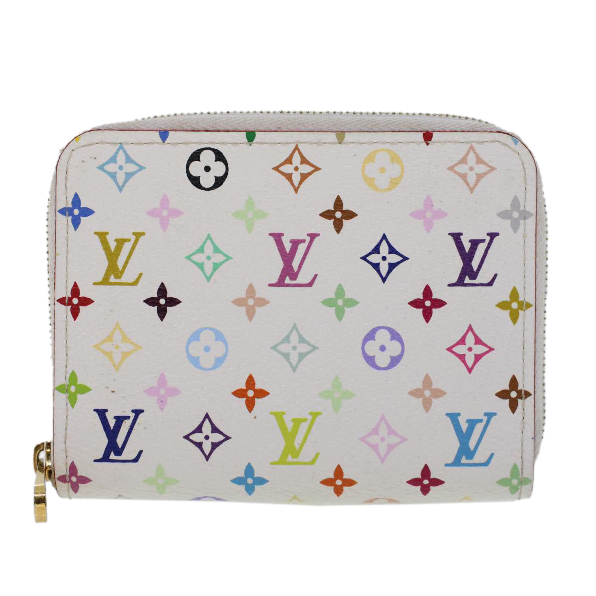 LOUIS VUITTON Monogram Multicolor Zippy Coin Purse Wallet White M66548 LV 45379