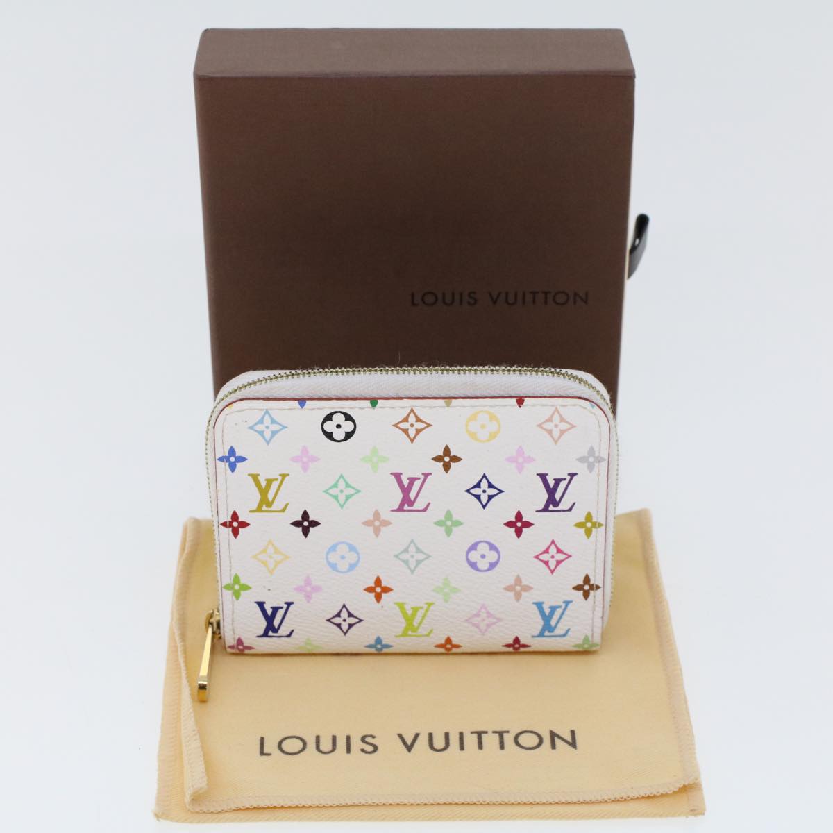 LOUIS VUITTON Monogram Multicolor Zippy Coin Purse Wallet White M66548 LV 45379