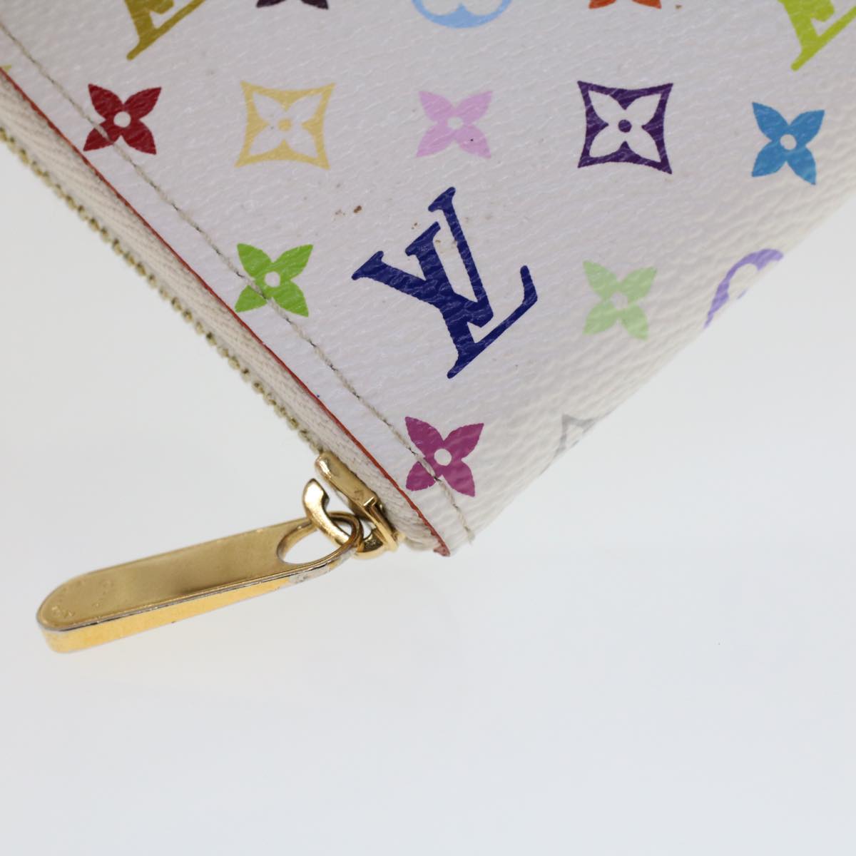 LOUIS VUITTON Monogram Multicolor Zippy Coin Purse Wallet White M66548 LV 45379