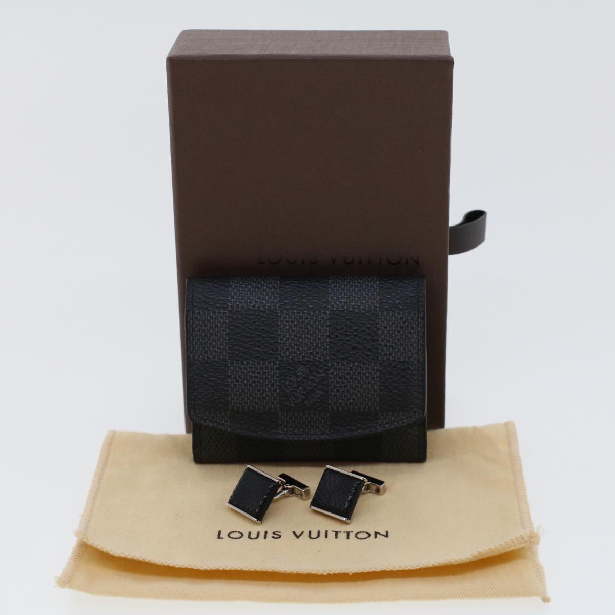 LOUIS VUITTON Damier Graphite Cuff Case Cuffs LV Auth 45423