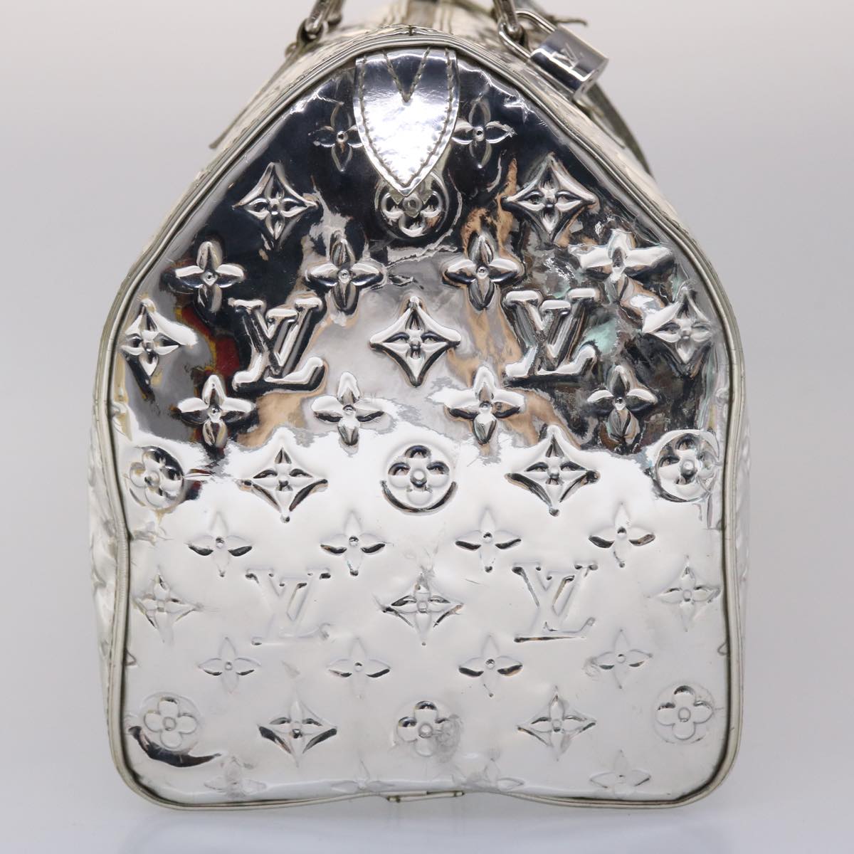 LOUIS VUITTON Monogram Miroir Speedy 35 Hand Bag Silver Argent LV Auth 45426A