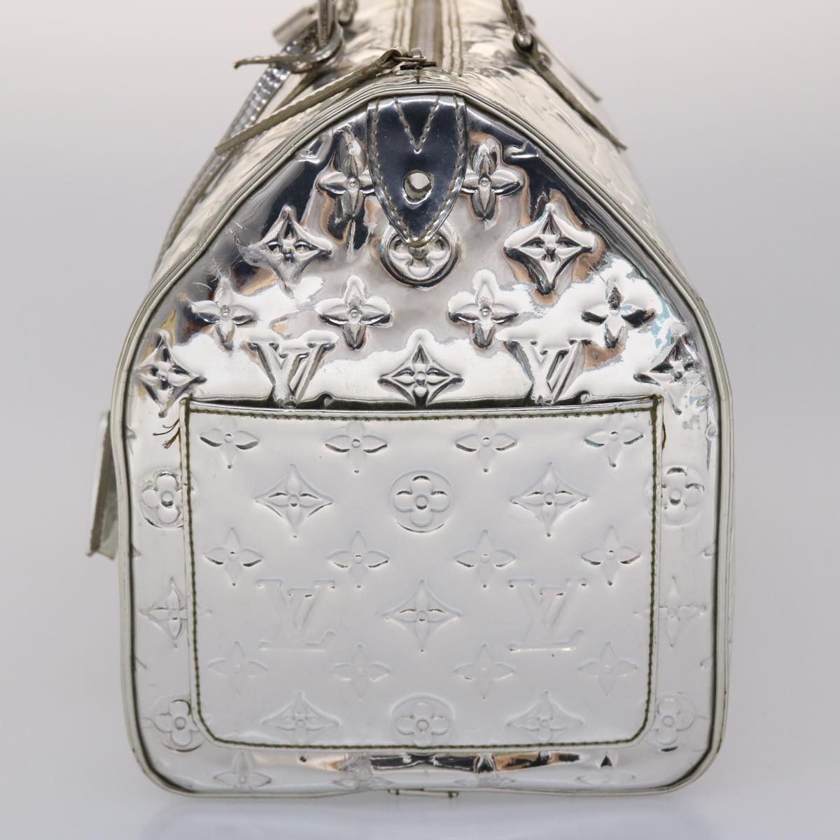 LOUIS VUITTON Monogram Miroir Speedy 35 Hand Bag Silver Argent LV Auth 45426A