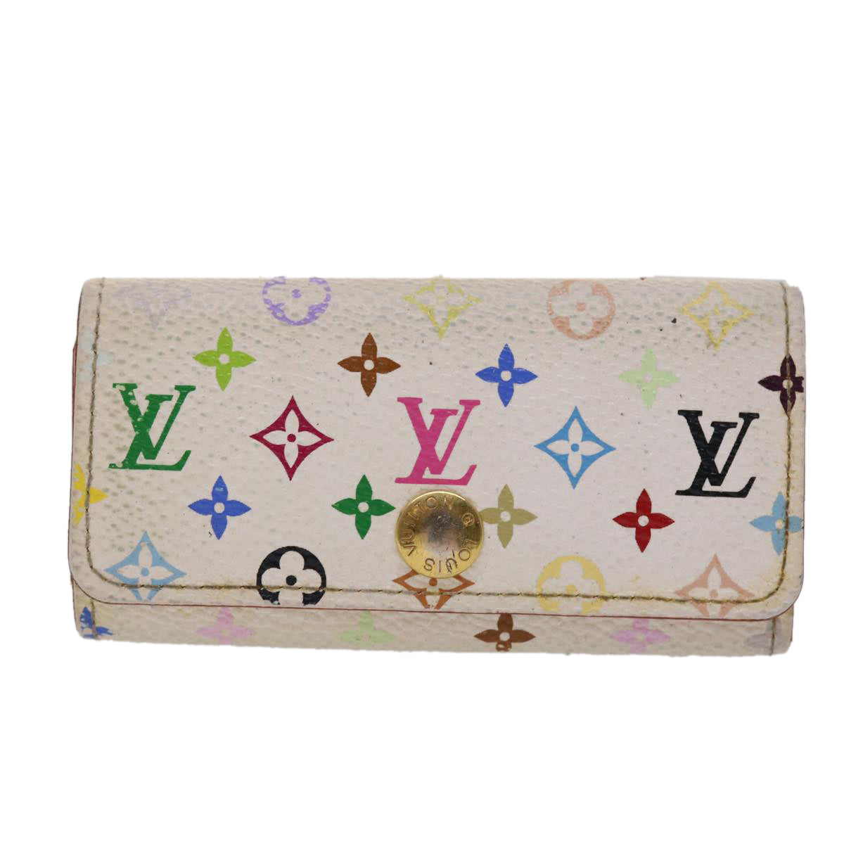 LOUIS VUITTON Monogram Multicolor Multi Cles 4 Key Case White M60043 Auth 45447