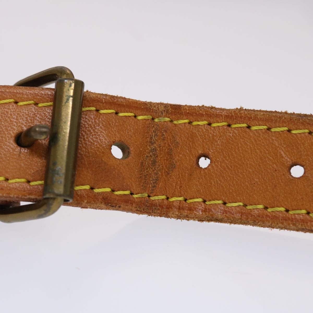 LOUIS VUITTON Shoulder Strap Leather 36.6""-43.3"" Beige LV Auth 45462