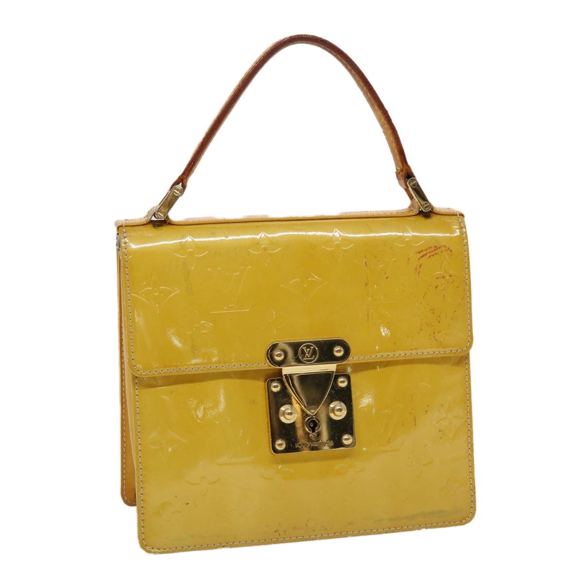LOUIS VUITTON Monogram Vernis Spring Street Hand Bag Yellow M91068 Auth 45466