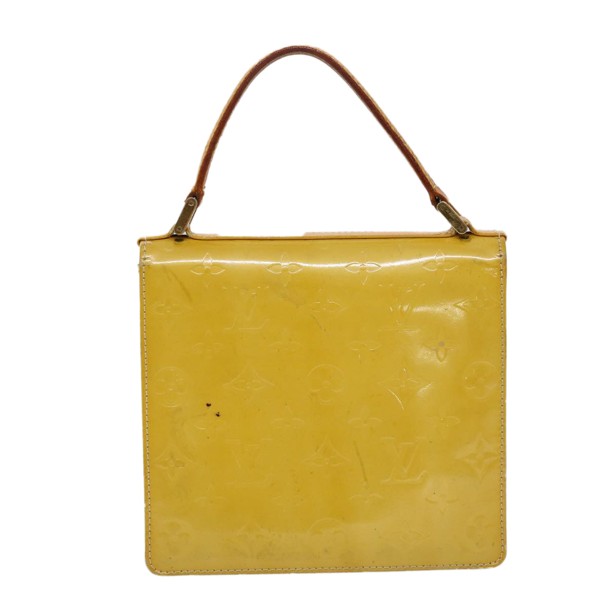 LOUIS VUITTON Monogram Vernis Spring Street Hand Bag Yellow M91068 Auth 45466 - 0