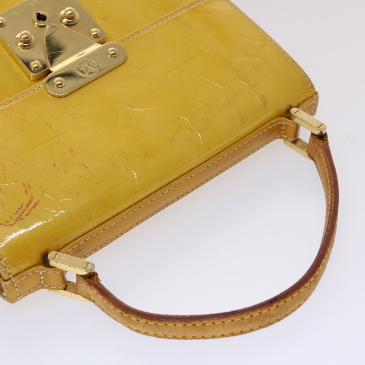 LOUIS VUITTON Monogram Vernis Spring Street Hand Bag Yellow M91068 Auth 45466