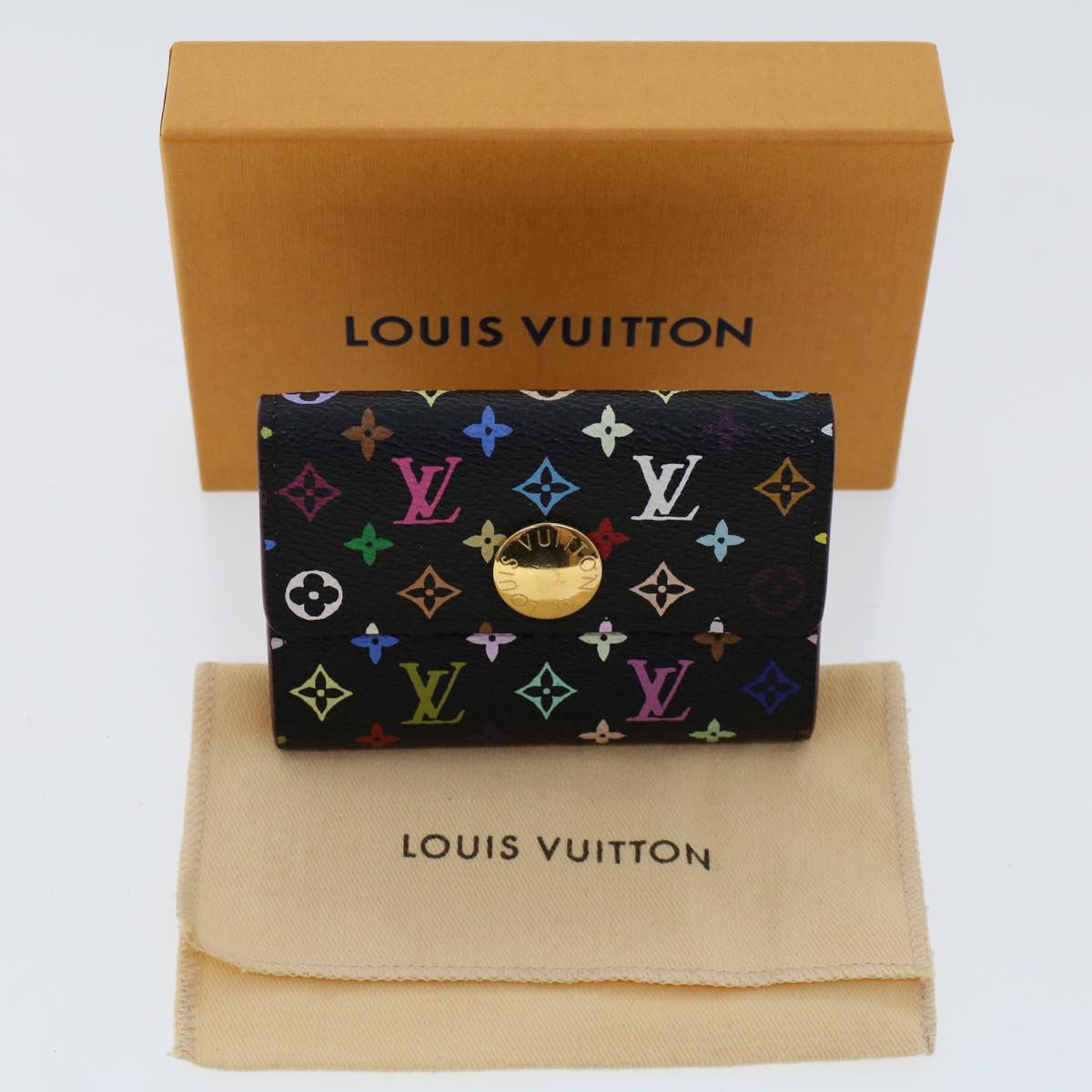 LOUIS VUITTON Multicolor Porte Monnaie Cozy Coin Purse Black M60007 Auth 45563