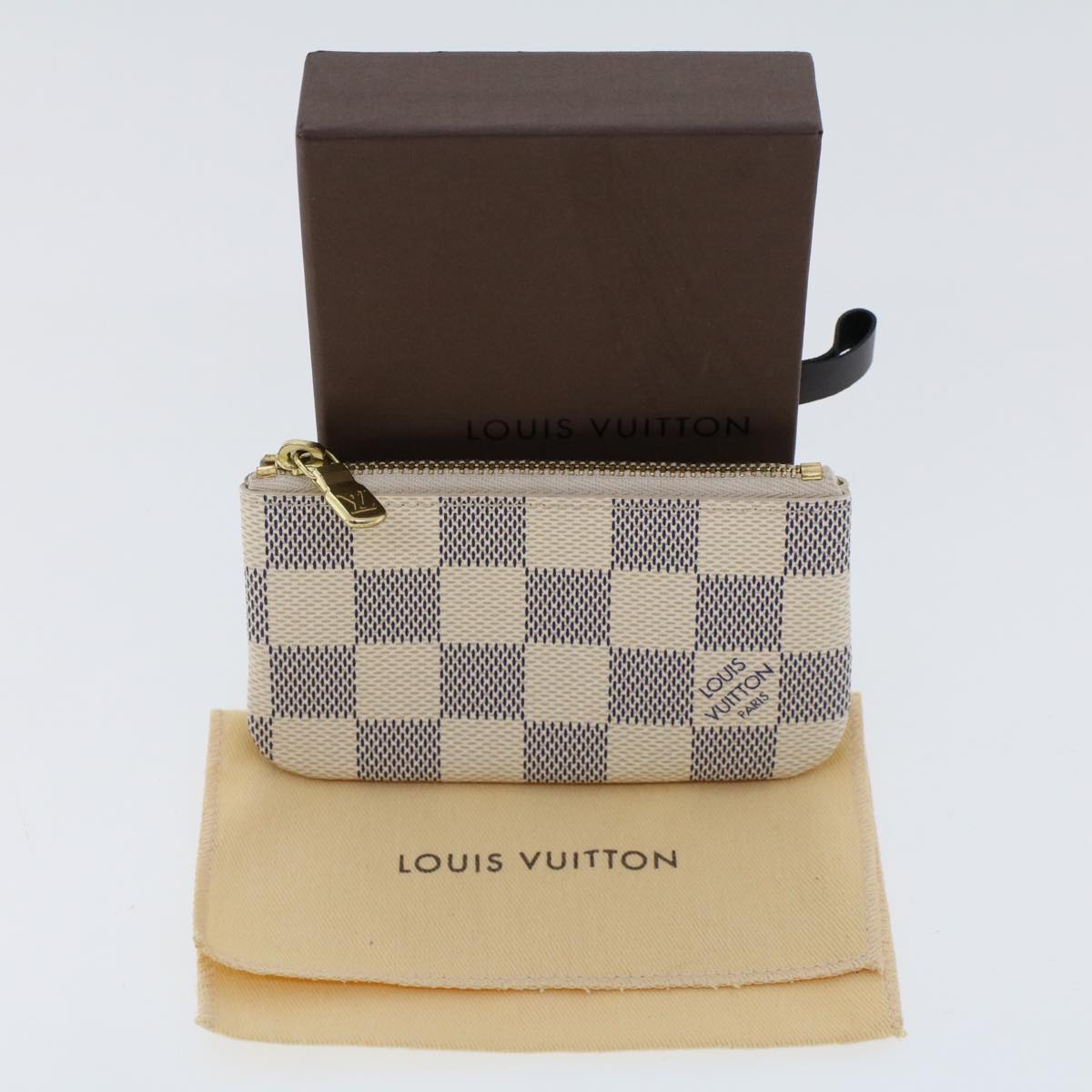 LOUIS VUITTON Damier Azur Pochette Cles Coin Purse N62659 LV Auth 45566