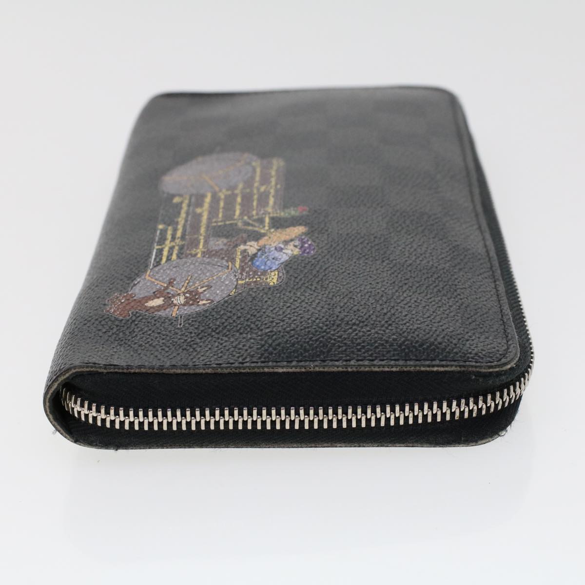 LOUIS VUITTON Damier Graphite Illustre Zippy Organizer Wallet N63002 Auth 45567