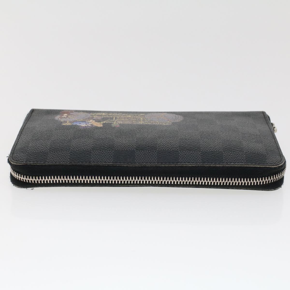 LOUIS VUITTON Damier Graphite Illustre Zippy Organizer Wallet N63002 Auth 45567