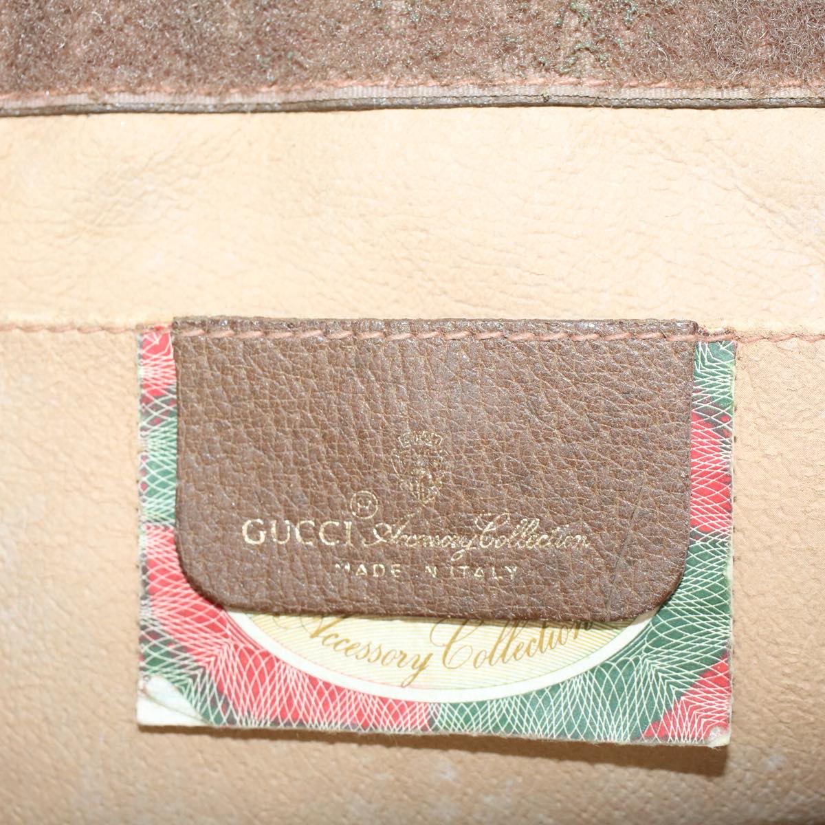 GUCCI GG Canvas Web Sherry Line Clutch Bag PVC Leather Beige Red Auth 45600