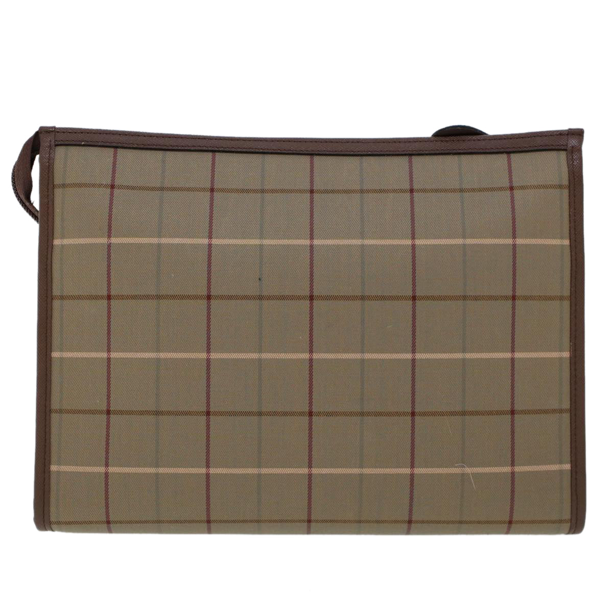 Burberrys Nova Check Clutch Bag Nylon Leather Khaki Auth 45614 - 0