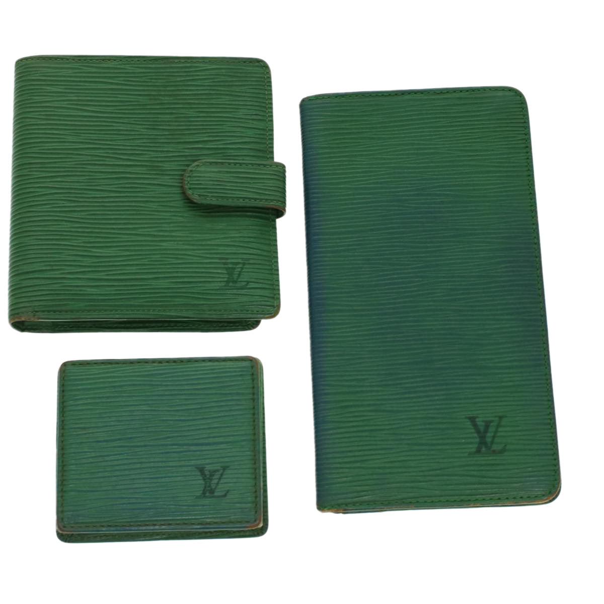 LOUIS VUITTON Epi Wallet 3Set Green LV Auth 45621