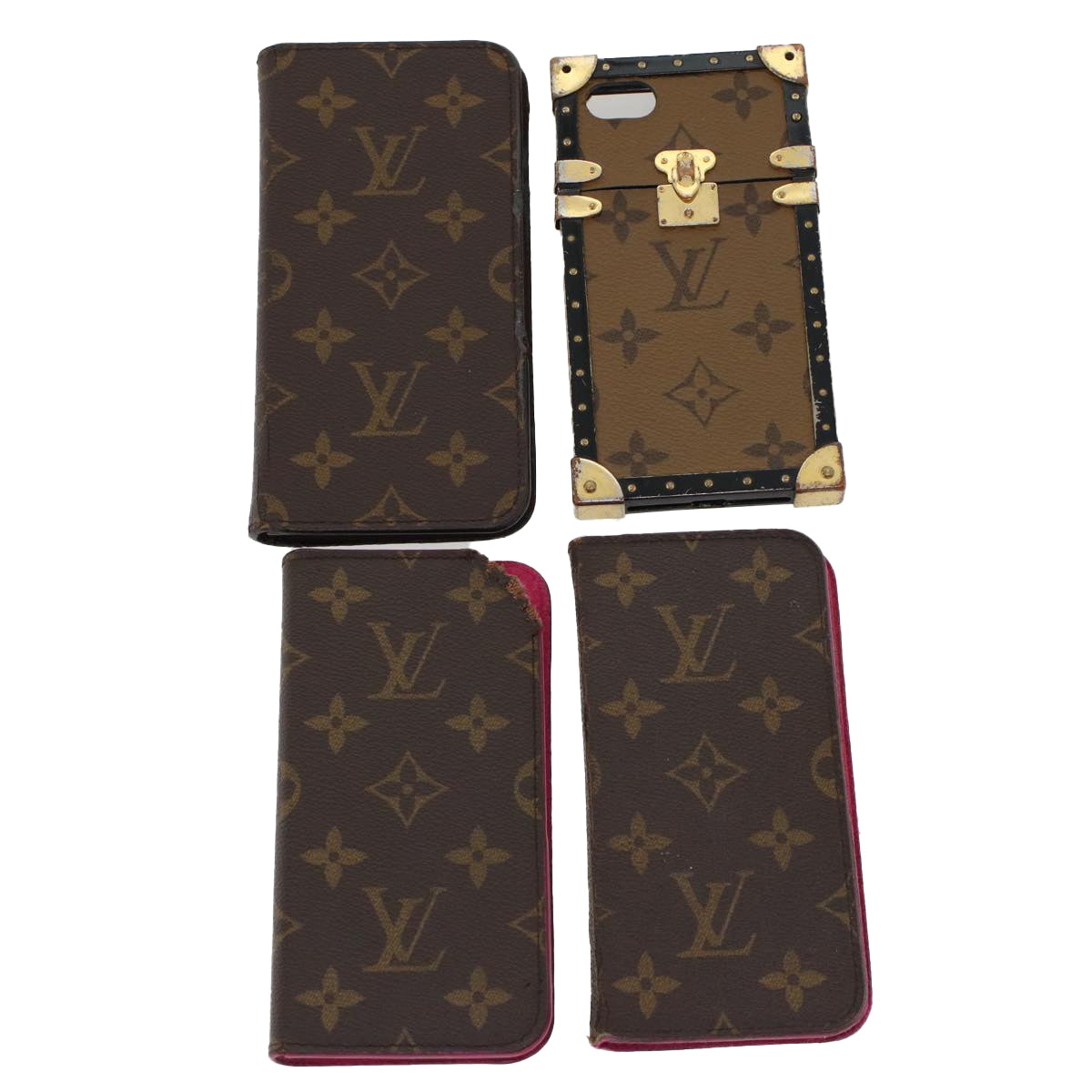 LOUIS VUITTON Monogram Cell Phone Case 4Set LV Auth 45626