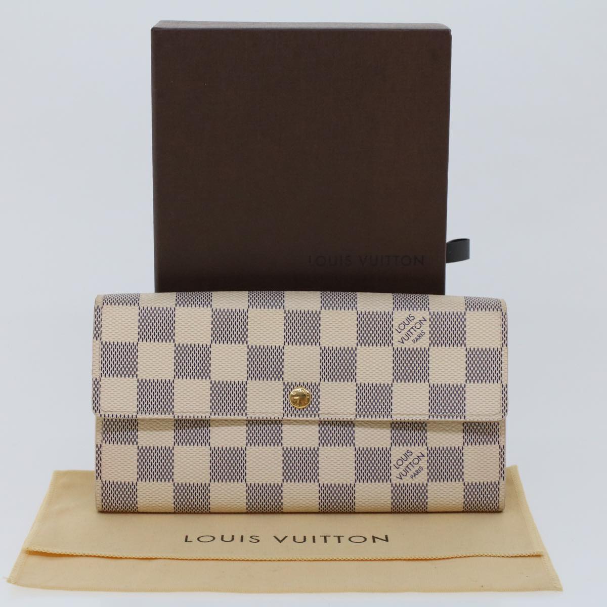 LOUIS VUITTON Damier Azur Portefeuille Sarah Long Wallet N63208 LV Auth 45629