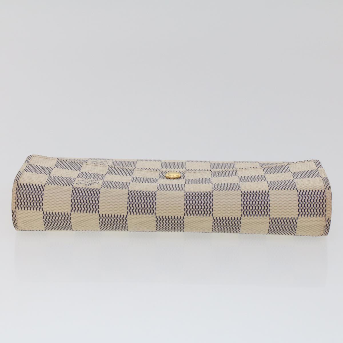 LOUIS VUITTON Damier Azur Portefeuille Sarah Long Wallet N63208 LV Auth 45629