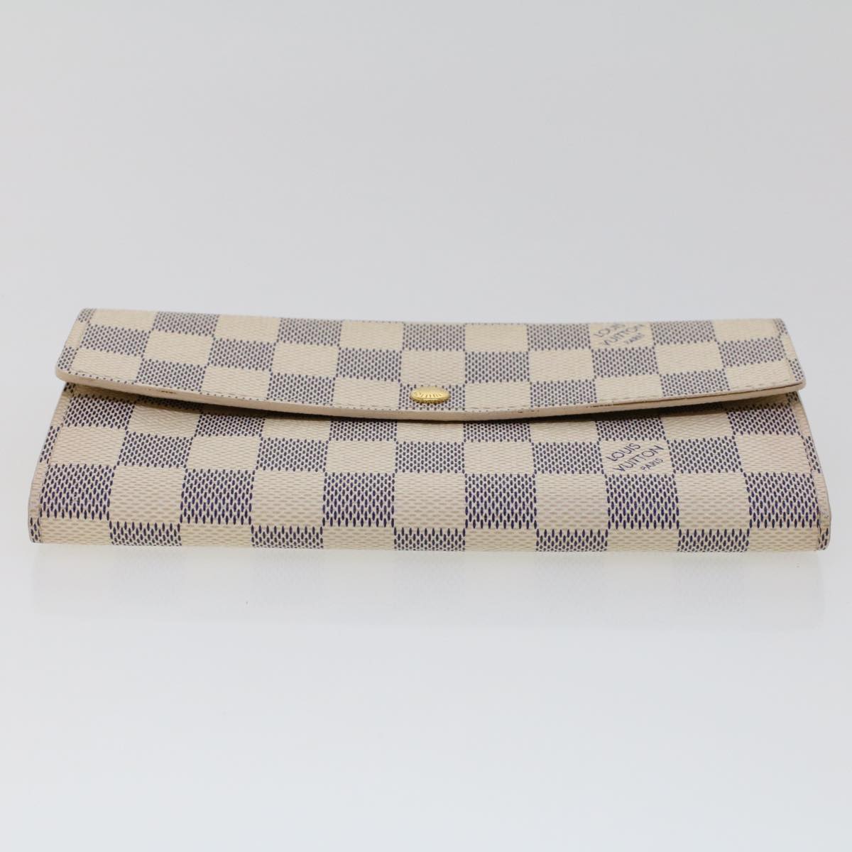 LOUIS VUITTON Damier Azur Portefeuille Sarah Long Wallet N63208 LV Auth 45629