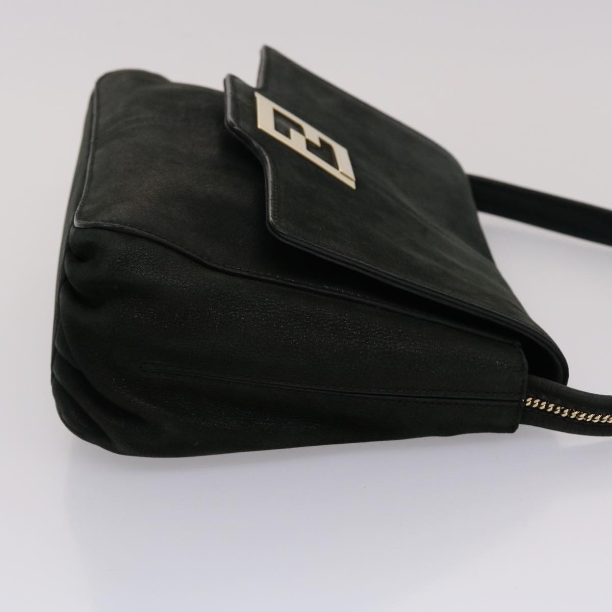 FENDI Shoulder Bag Leather Black Auth 45641