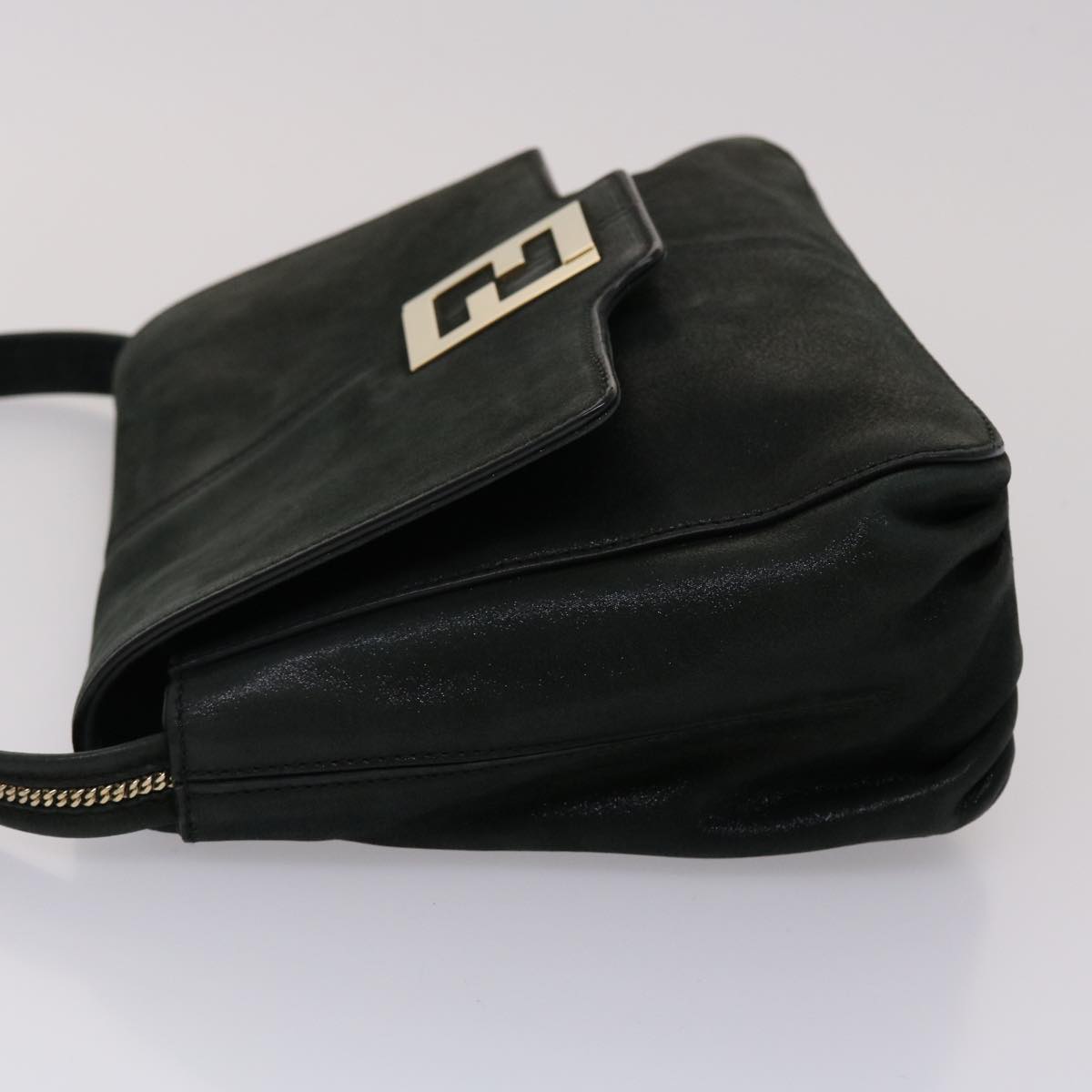 FENDI Shoulder Bag Leather Black Auth 45641