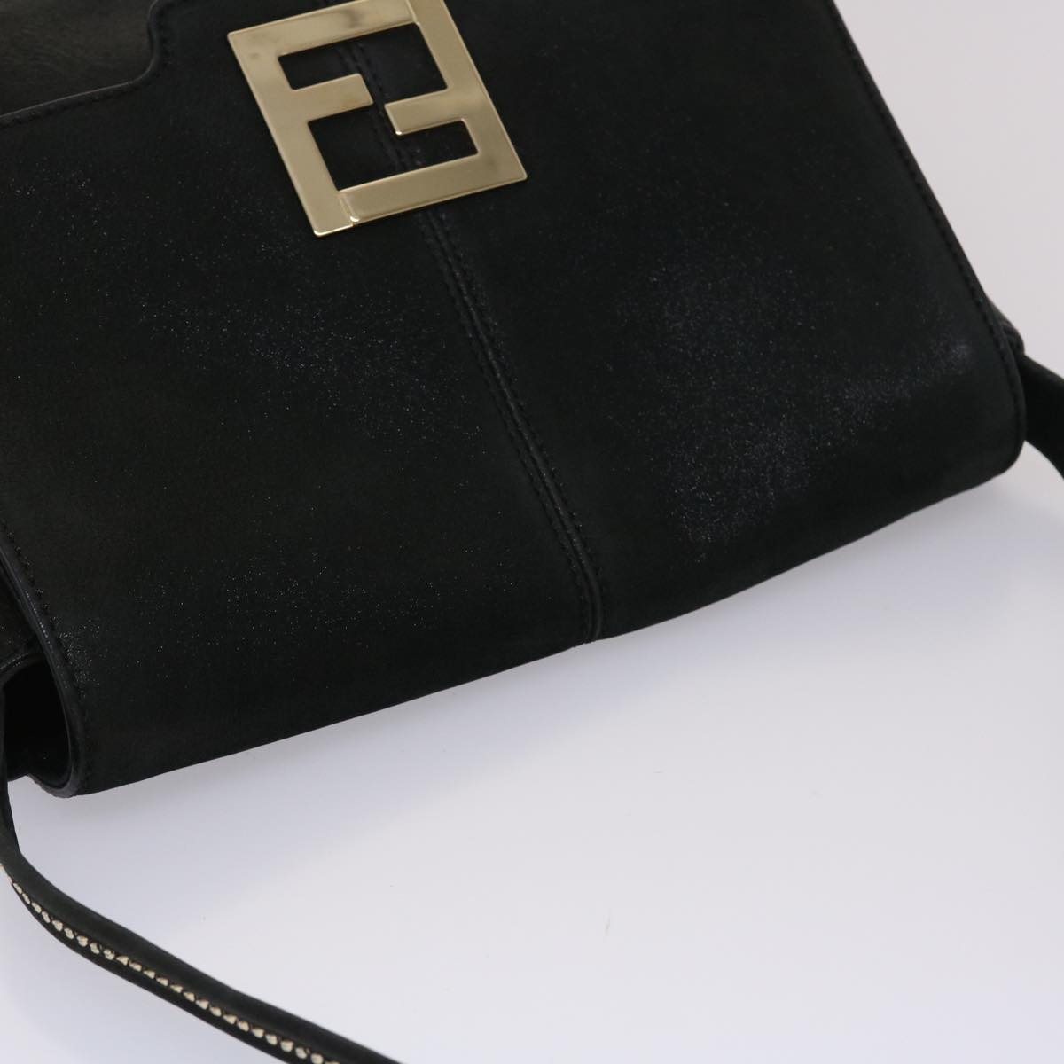 FENDI Shoulder Bag Leather Black Auth 45641