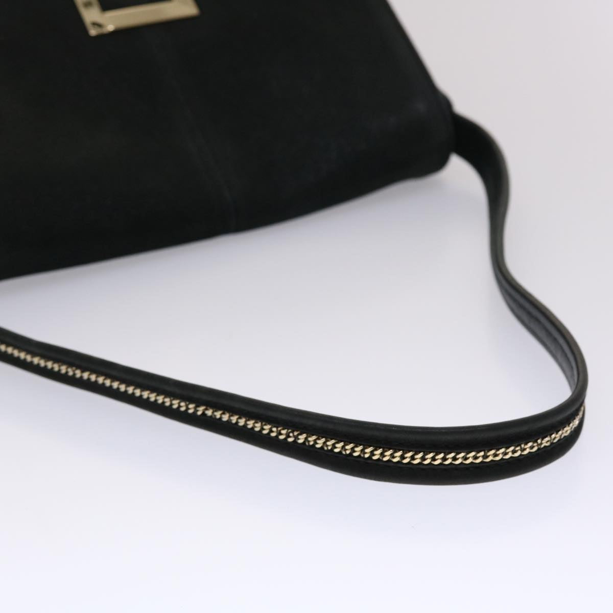 FENDI Shoulder Bag Leather Black Auth 45641