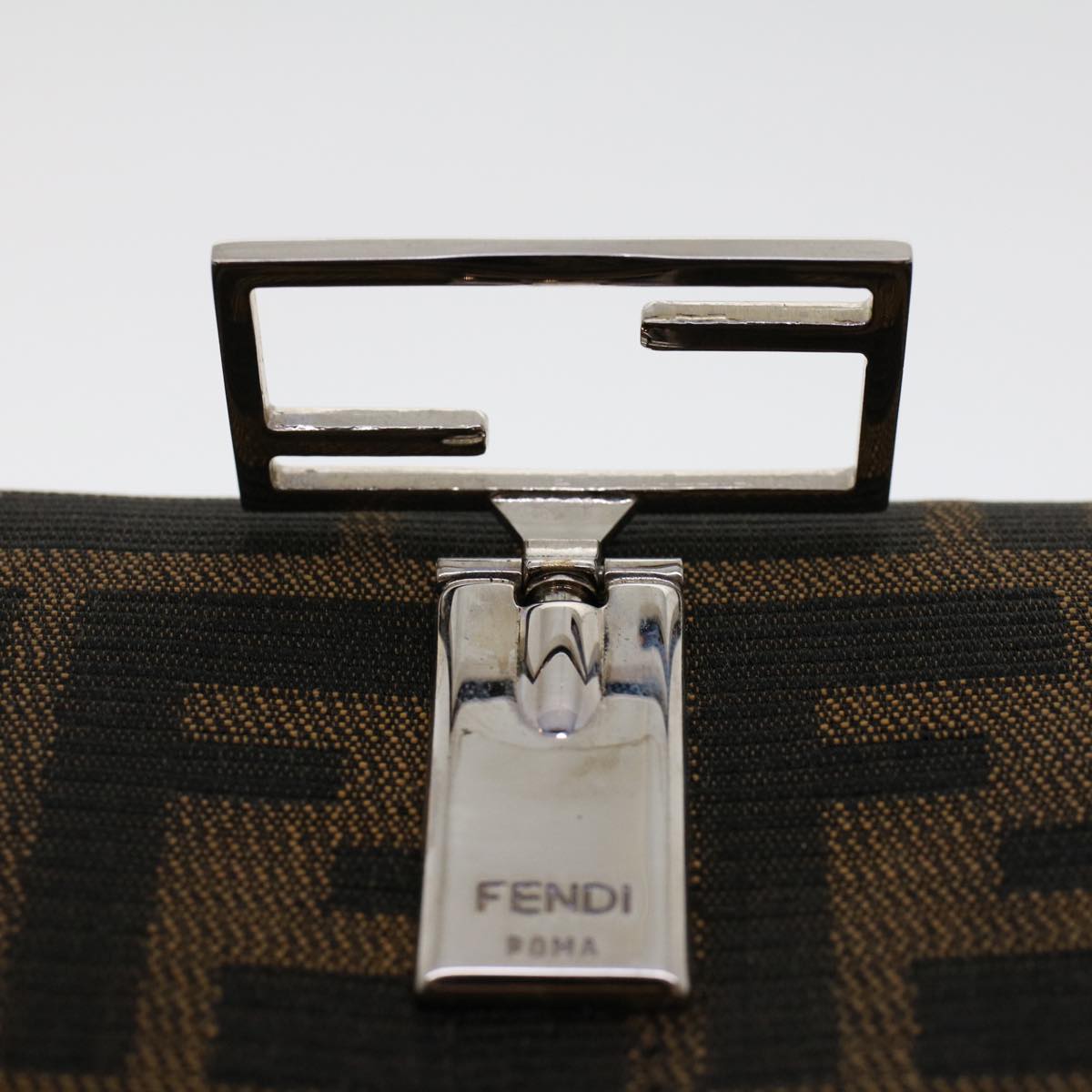 FENDI Zucca Canvas Long Wallet Black Brown Auth 45644