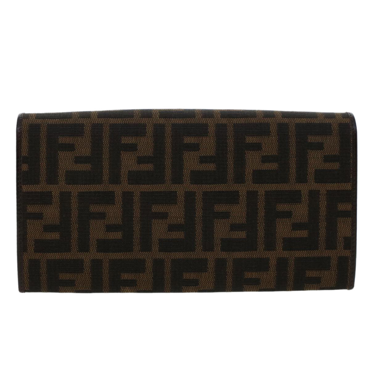 FENDI Zucca Canvas Long Wallet Black Brown Auth 45644 - 0