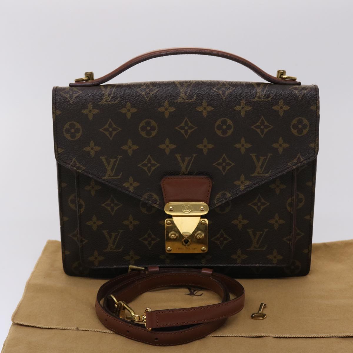 LOUIS VUITTON Monogram Monceau 28 Hand Bag 2way M51185 LV Auth 45646