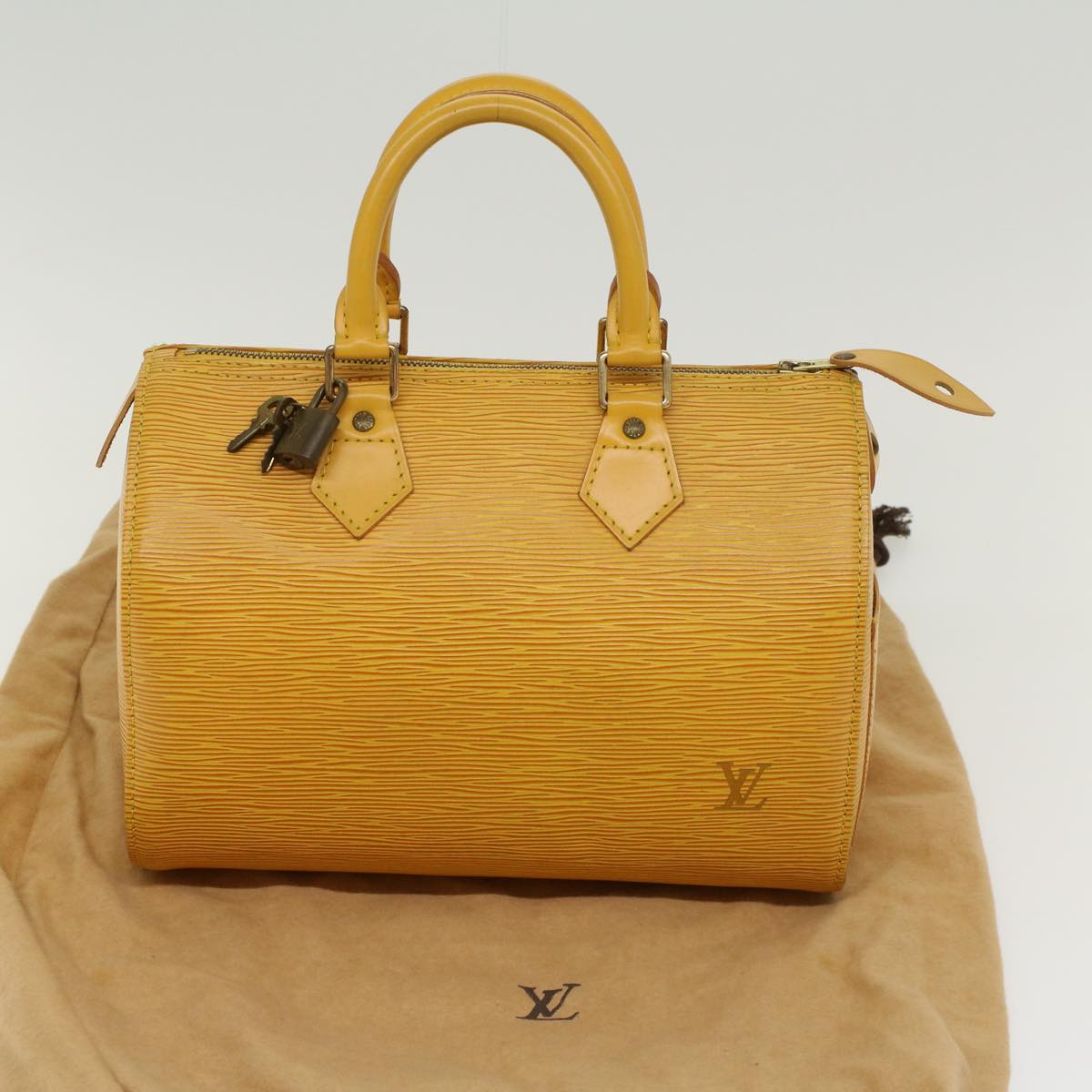 LOUIS VUITTON Epi Speedy 25 Hand Bag Tassili Yellow M43019 LV Auth 45649