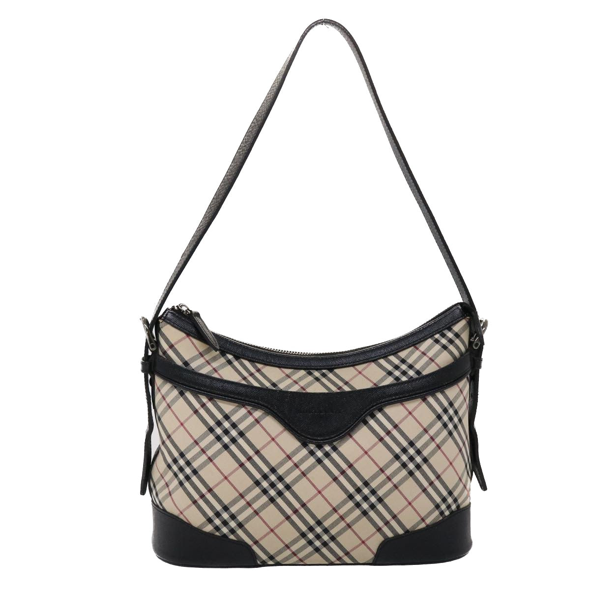 BURBERRY Nova Check Shoulder Bag Nylon Leather Beige Auth 45658