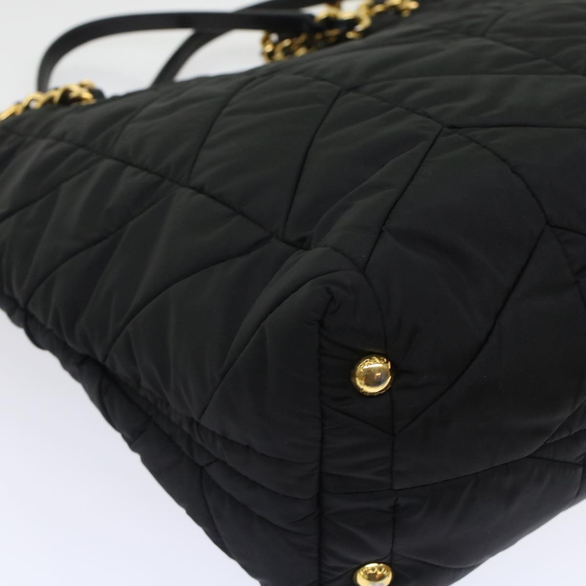 PRADA Chain Shoulder Bag Nylon Black Auth 45671