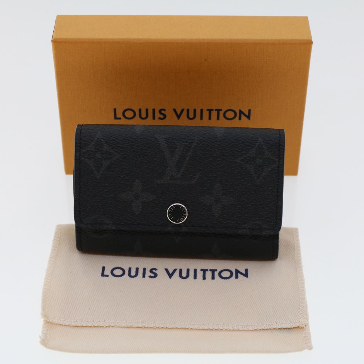 LOUIS VUITTON Monogram Eclipse Multicles6 Key Case M82603 LV Auth 45696A