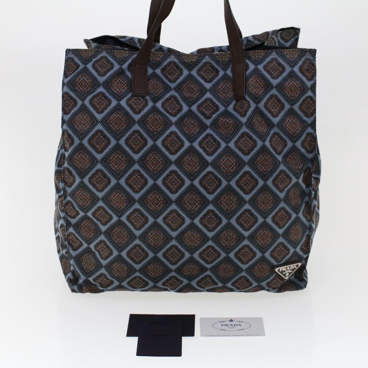 PRADA Hand Bag Nylon Blue Auth 45723