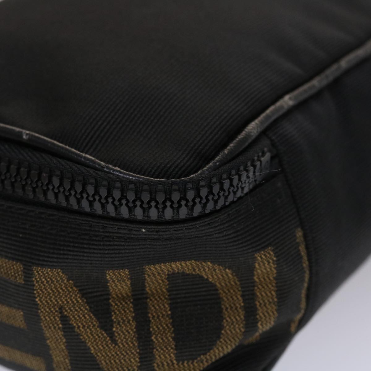 FENDI Pouch Nylon Leather Black Auth 45724