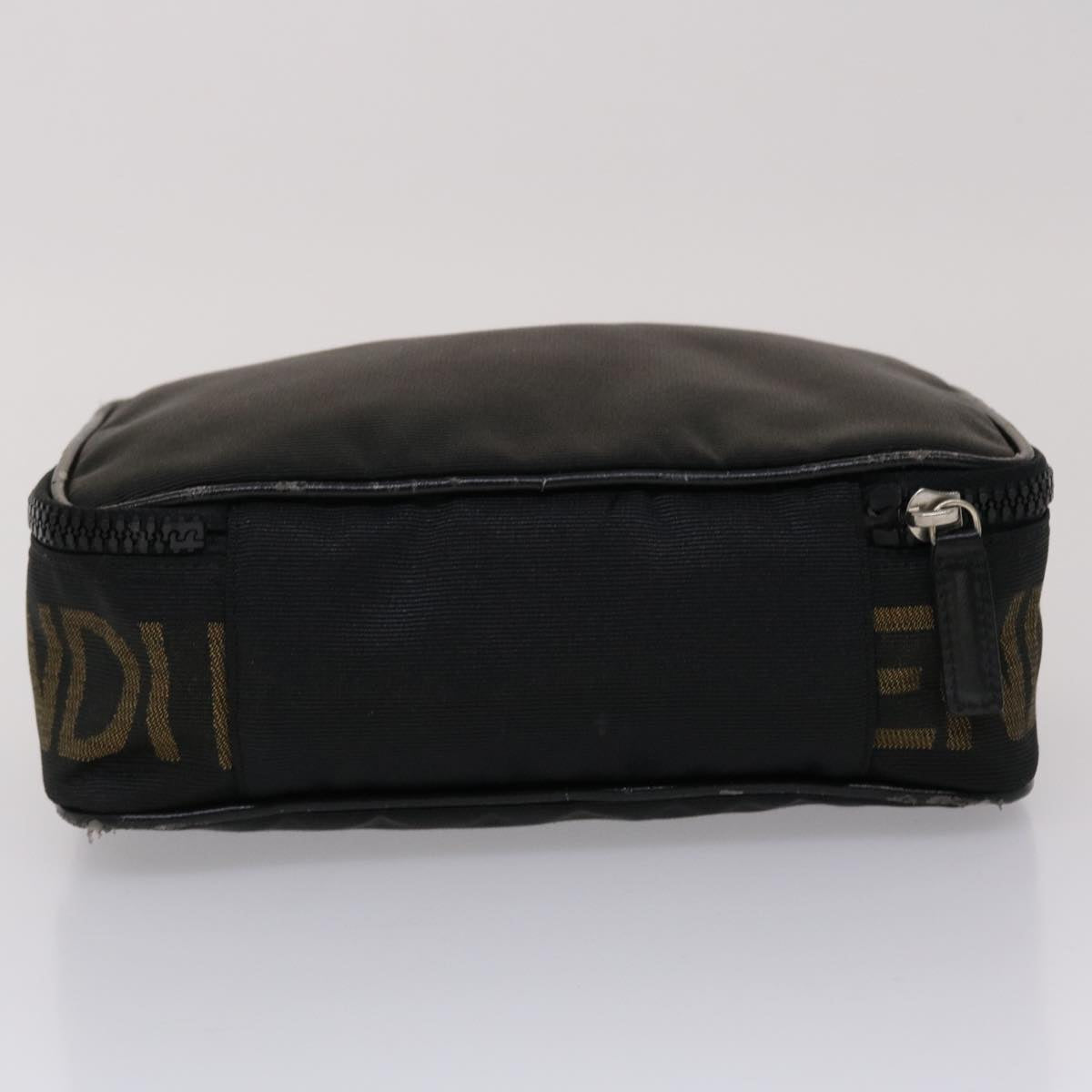 FENDI Pouch Nylon Leather Black Auth 45724