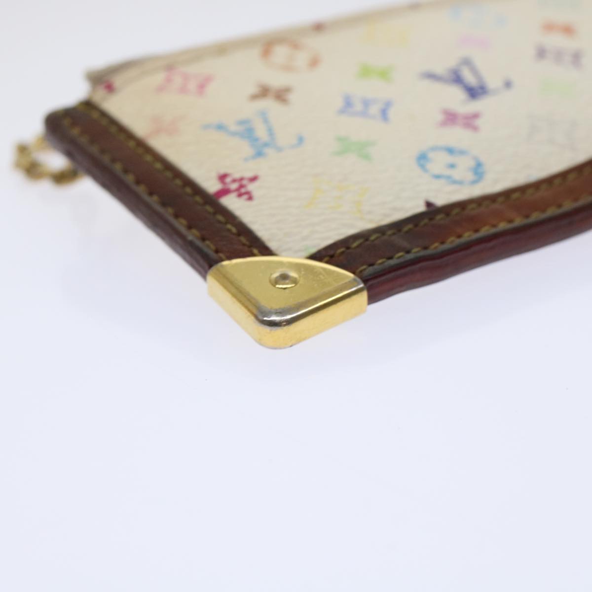 LOUIS VUITTON Monogram Multicolor Pochette Cles Purse White M92655 LV Auth 45773