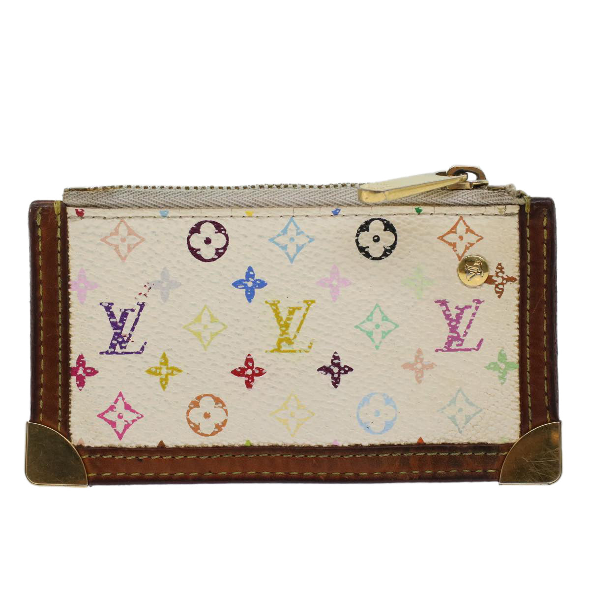 LOUIS VUITTON Monogram Multicolor Pochette Cles Purse White M92655 LV Auth 45773 - 0