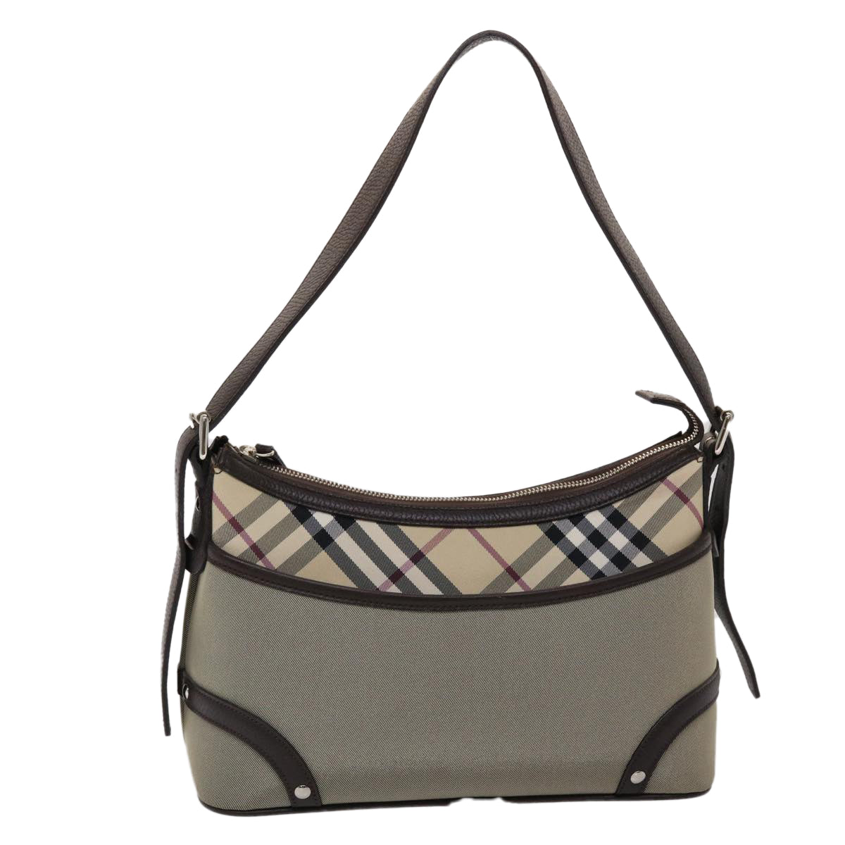 BURBERRY Nova Check Shoulder Bag Nylon Leather Beige Auth 45814