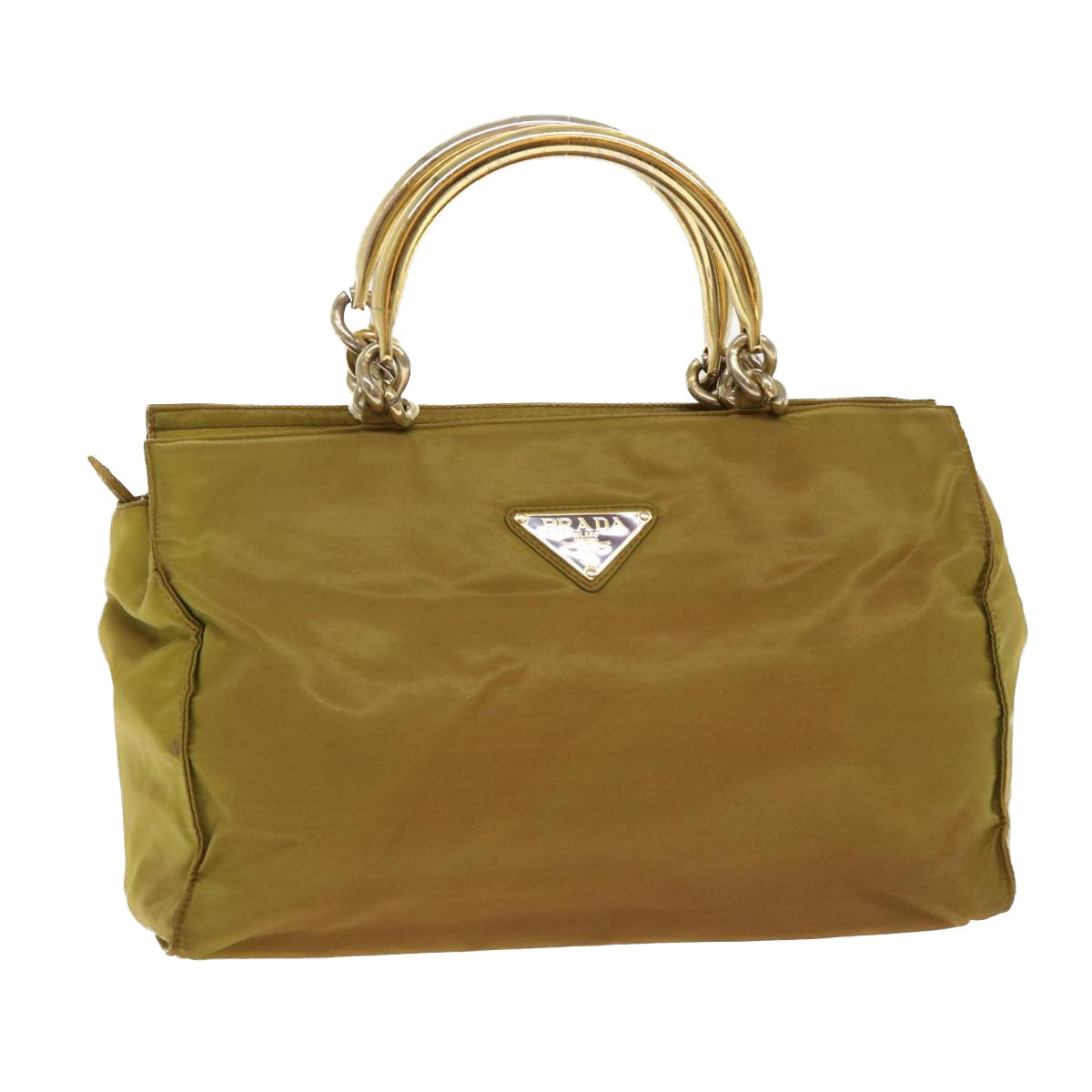 PRADA Hand Bag Nylon Khaki Auth 45815