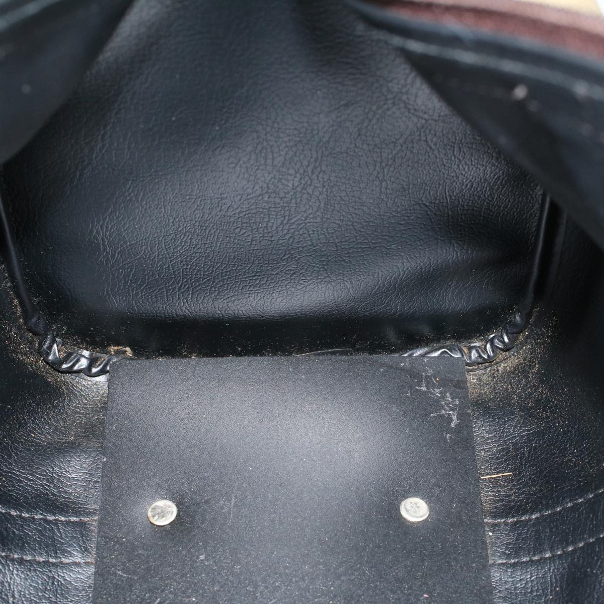 Burberrys Nova Check Boston Bag Nylon Leather Beige Auth 45821